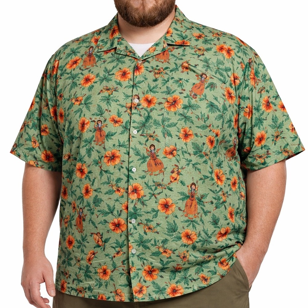 Dixxon Aloha Arms Party Shirt 4XL Short Sleeve Mens Green Orange Tactical Floral